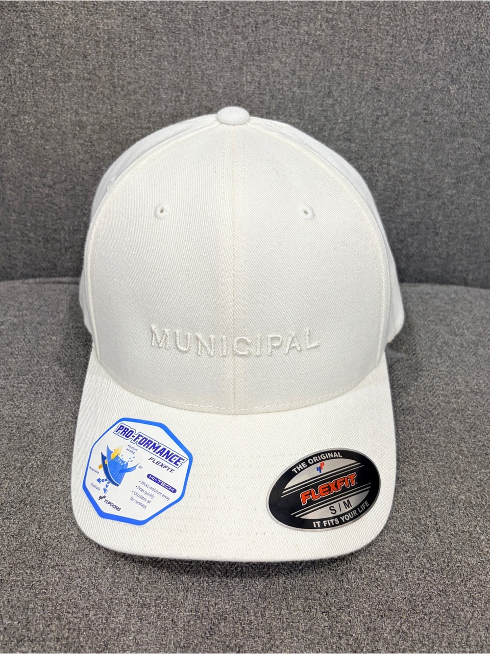Municipal Flexfit White Performance Cap - Men's Hat